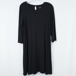 J Jill Wearever 3/4 Sleeve Knit A Line Dress Medium Black Minimalist Capsule